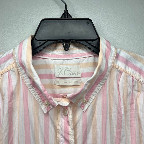 J. Crew women's Soft Pink Striped Camp Shirt Short Sleeve Button Up Plus Size 18 - Picture 2 of 8